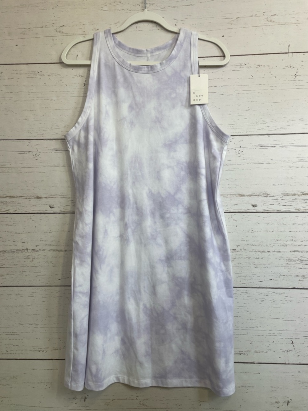A New Day Lavender and White Tie Dye Style Tank Dress, size XL, NWT